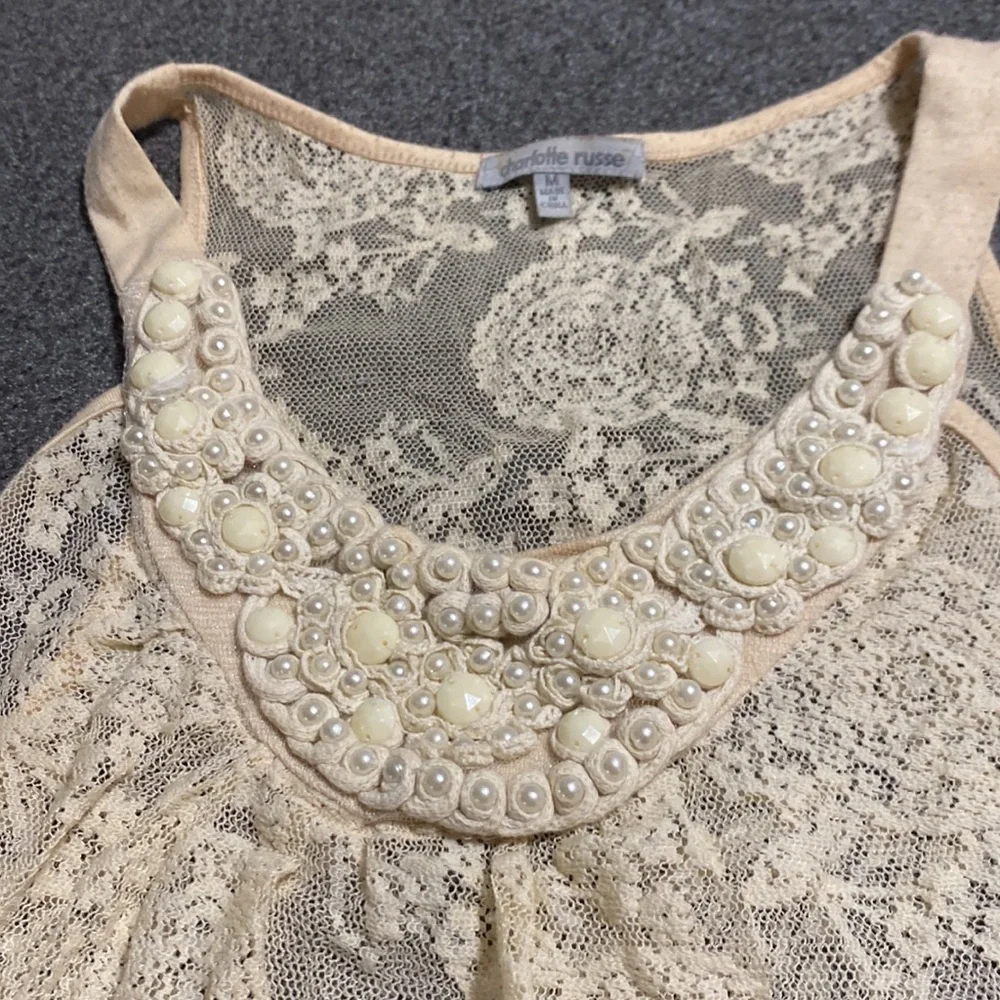 Charlotte Russe sheer lace tank top - Picture 2 of 3